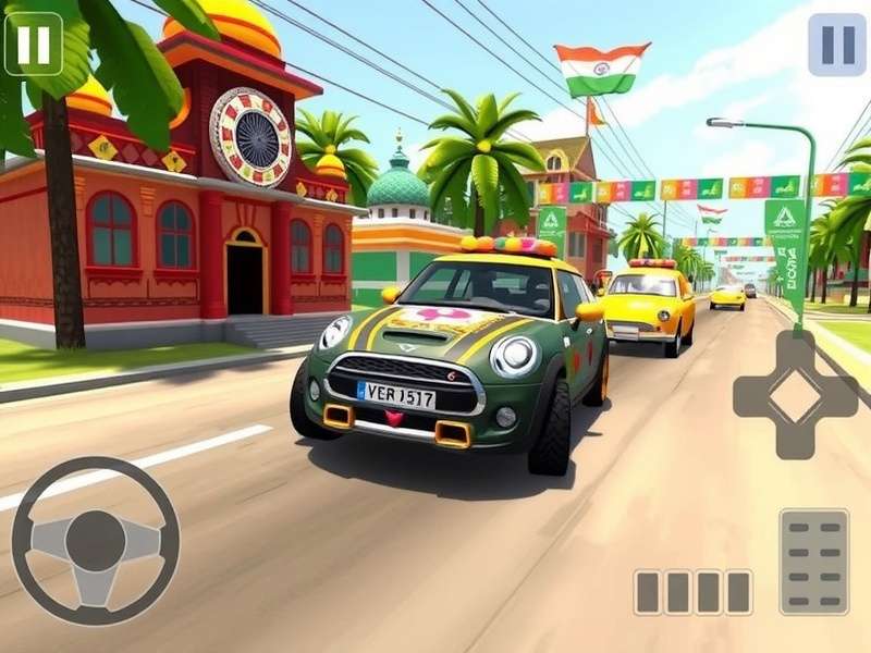 Bengali Race Ace festival event showing decorated cars for Indian festival